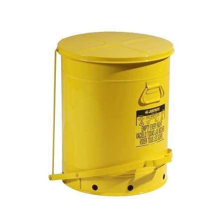 Justrite Steel Self-Closing Oily Waste Can Foot Operated Cover ext. dia. 18.375" x 23.437" H CAN503-FOC
